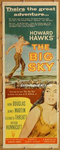 w099 BIG SKY insert movie poster '52 Kirk Douglas, Howard Hawks