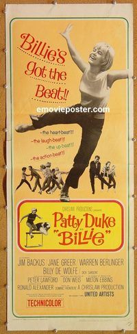 w100 BILLIE insert movie poster '65 Patty Duke, Backus, Greer