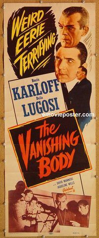 w102 BLACK CAT insert movie poster R53 Boris Karloff, Bela Lugosi