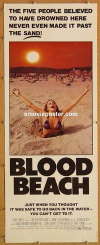 w106 BLOOD BEACH insert movie poster '81 classic quicksand image!