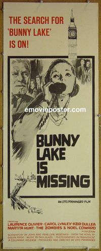 w114 BUNNY LAKE IS MISSING style B insert movie poster '65 Preminger