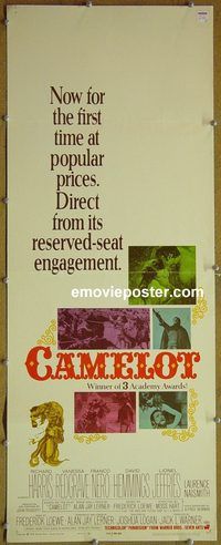 w123 CAMELOT insert movie poster '68 Richard Harris, Redgrave