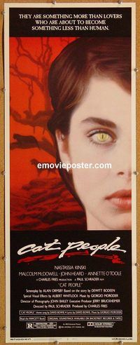 w128 CAT PEOPLE insert movie poster '82 Nastassja Kinski, McDowell