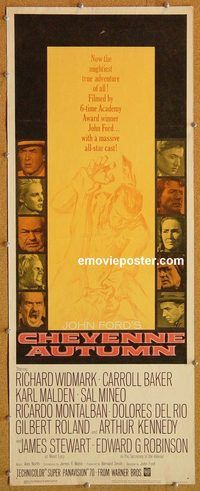 w130 CHEYENNE AUTUMN insert '64 John Ford directed, artwork of soldier fighting Native American