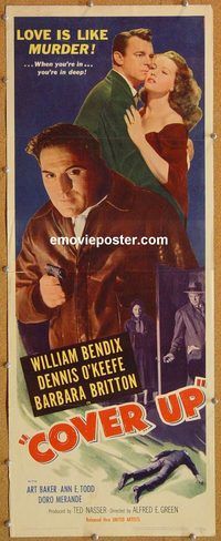 w140 COVER UP insert movie poster '49 William Bendix, Dennis O'Keefe