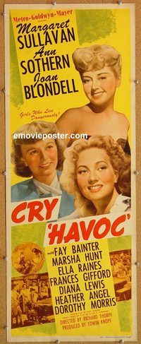 w144 CRY HAVOC insert movie poster '43 Margaret Sullavan, Sothern