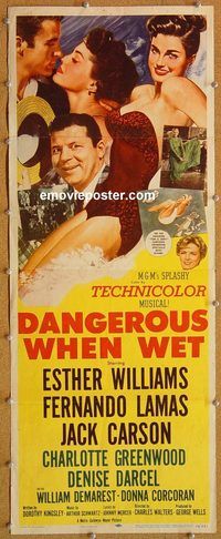 w151 DANGEROUS WHEN WET insert movie poster '53 Esther Williams