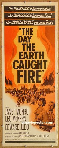 w155a DAY THE EARTH CAUGHT FIRE insert movie poster '62 Janet Munro