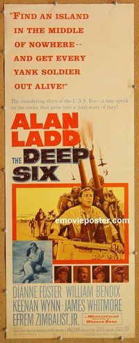 w161 DEEP SIX insert movie poster '58 Alan Ladd, William Bendix, WWII