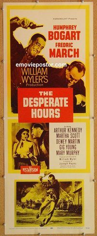 w164 DESPERATE HOURS insert movie poster '55 Humphrey Bogart
