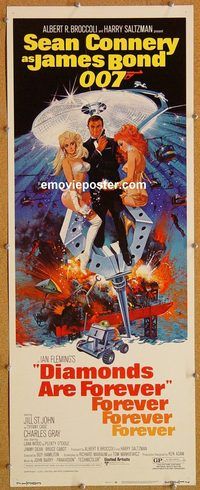 w166 DIAMONDS ARE FOREVER insert movie poster '71 Connery as Bond!