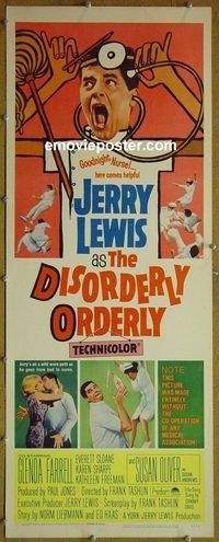 w167 DISORDERLY ORDERLY insert movie poster '65 Jerry Lewis