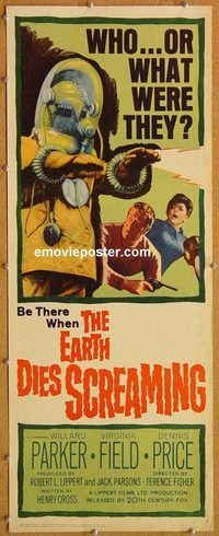 w176 EARTH DIES SCREAMING insert movie poster '64 Terence Fisher