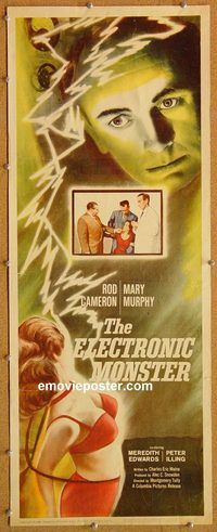 w178 ELECTRONIC MONSTER insert movie poster '60 Rod Cameron, sci-fi!