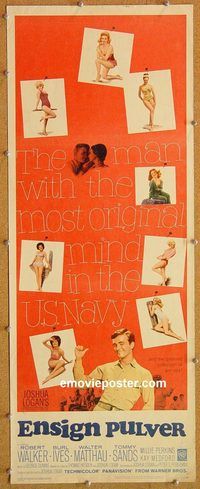 w182 ENSIGN PULVER insert movie poster '64 Robert Walker, Burl Ives