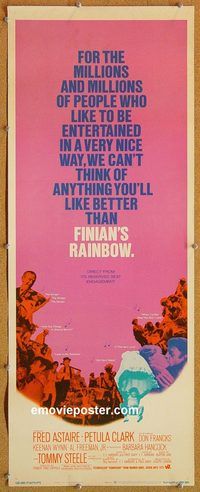 w193 FINIAN'S RAINBOW insert movie poster '68 Fred Astaire, Clark