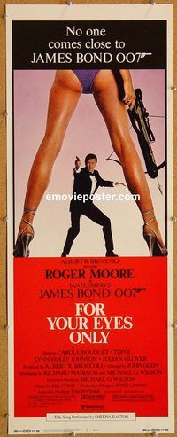 w205 FOR YOUR EYES ONLY insert movie poster '81 Moore as James Bond!