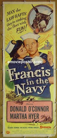 w206 FRANCIS IN THE NAVY insert movie poster '55 O'Connor, Hyer