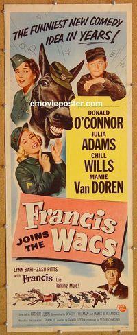 w207 FRANCIS JOINS THE WACS insert movie poster '54 Donald O'Connor