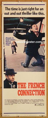 w208 FRENCH CONNECTION insert movie poster '71 Gene Hackman, Scheider