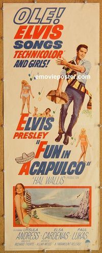 w216 FUN IN ACAPULCO insert movie poster '63 Elvis Presley, Mexico!