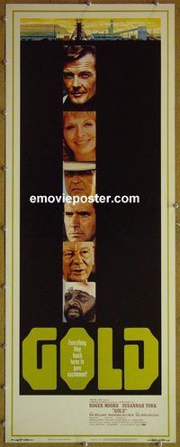 w229 GOLD insert movie poster '74 Roger Moore, Susannah York