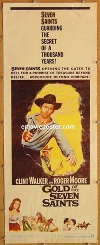 w230 GOLD OF THE SEVEN SAINTS insert movie poster '61 Clint Walker