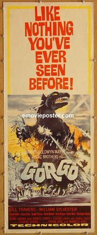w232b GORGO insert movie poster '61 Bill Travers, Sylvester, horror!