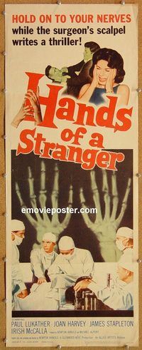 w240b HANDS OF A STRANGER insert movie poster '62 James Stapleton