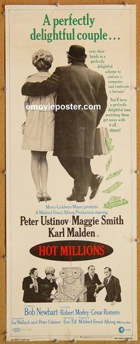 w263 HOT MILLIONS insert movie poster '68 Peter Ustinov, Maggie Smith