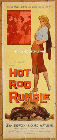 w264 HOT ROD RUMBLE insert movie poster '57 teen rebel car racing!