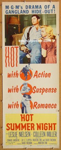 w265 HOT SUMMER NIGHT insert movie poster '56 Leslie Nielsen, Miller