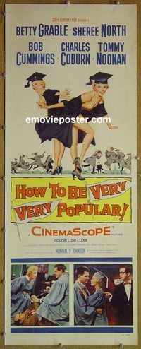 w271 HOW TO BE VERY POPULAR insert movie poster '55 Betty Grable