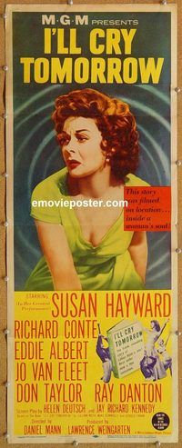 w274 I'LL CRY TOMORROW insert movie poster '55 Susan Hayward, Conte