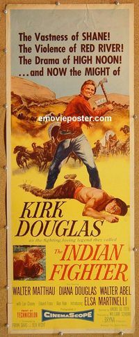 w278 INDIAN FIGHTER insert movie poster '55 Kirk Douglas, Matthau