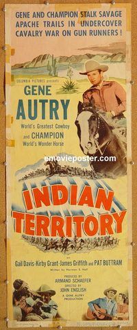 w279 INDIAN TERRITORY insert movie poster '50 Gene Autry, Gail Davis