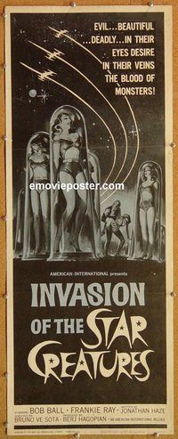 w281 INVASION OF THE STAR CREATURES insert movie poster '62 Ball