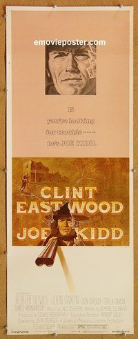 w289 JOE KIDD insert movie poster '72 Clint Eastwood, Duvall, Sturges