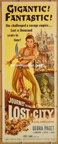 w291 JOURNEY TO THE LOST CITY insert movie poster '60 Debra Paget