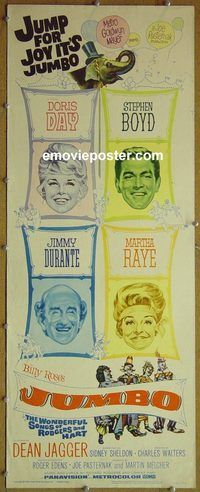 w292 JUMBO insert movie poster '62 Doris Day, Jimmy Durante, circus!