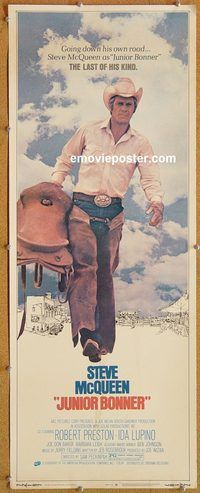 w293 JUNIOR BONNER insert movie poster '72 Steve McQueen, Ida Lupino