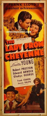 w300 LADY FROM CHEYENNE insert movie poster '41 Loretta Young