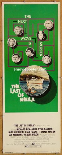 w302 LAST OF SHEILA insert movie poster '73 Dyan Cannon, Benjamin