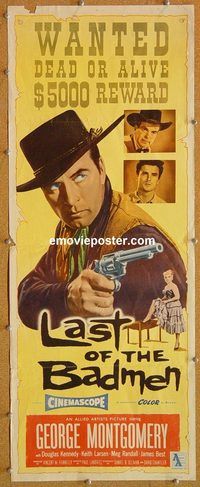 w303 LAST OF THE BADMEN insert movie poster '57 great gun image!