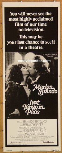 w305 LAST TANGO IN PARIS insert movie poster R75 Marlon Brando