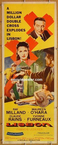 w311 LISBON insert movie poster '56 Ray Milland, Maureen O'Hara