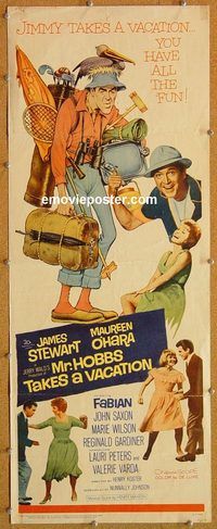 w361 MR HOBBS TAKES A VACATION insert movie poster '62 Stewart