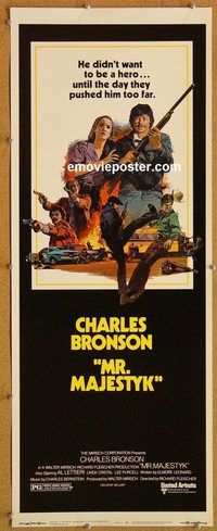 w363 MR MAJESTYK style B insert movie poster '74 Charles Bronson