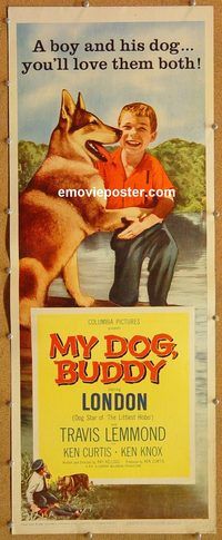 w366 MY DOG BUDDY insert movie poster '60 boy-and-his-dog adventure!