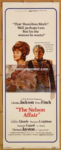 w369 NELSON AFFAIR insert movie poster '73 Finch, Glenda Jackson